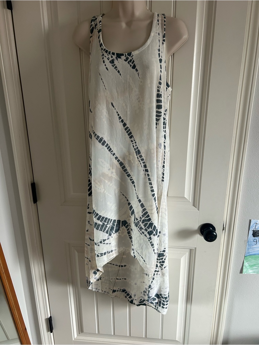 NEW Hard Tail White Tank Maxi with Black Abstract Prints Sz XS